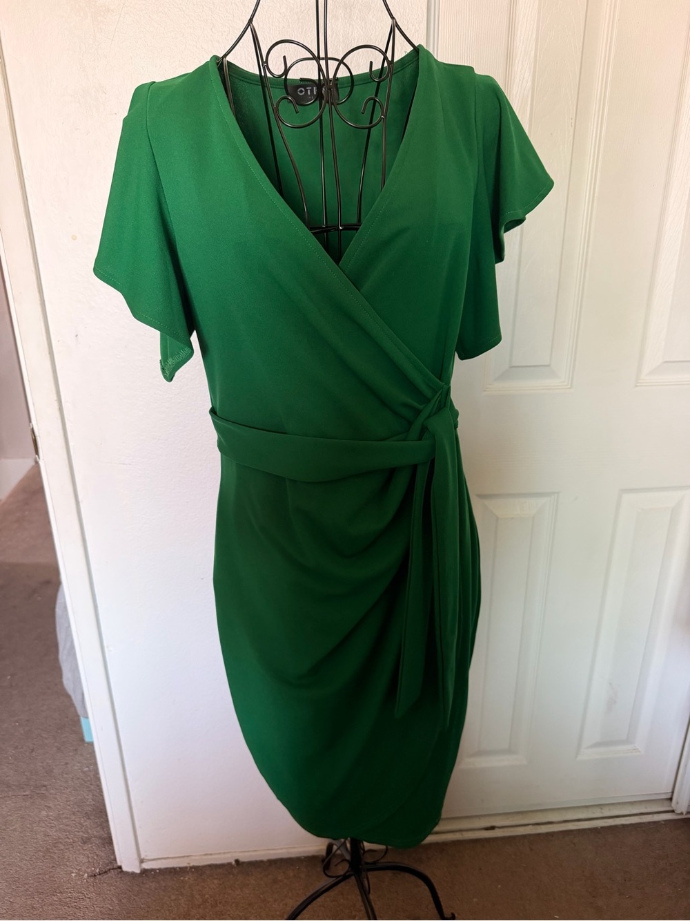 Green Wrap Dress with Tie Waist